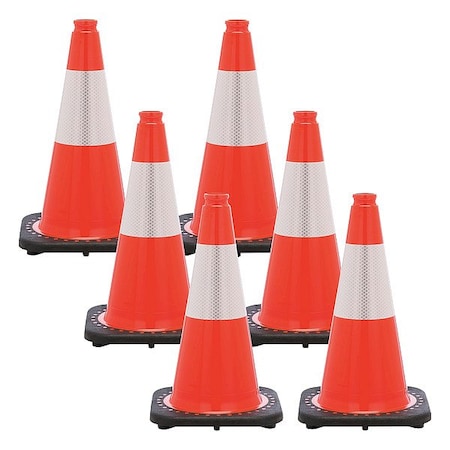 Mr. Chain Traffic Cone, Orange, 18 in H, PVC, PK6 87580-6