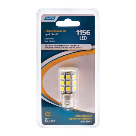 Camco 12V RV Replacement 1156 LED Bulb Bright White 8961831