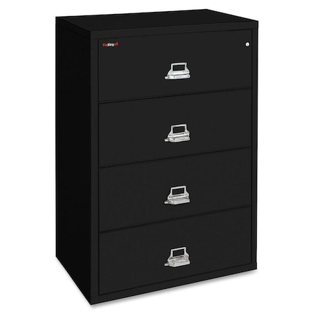 Fireking 25-3/16" W 4 Drawer Fire-Resistant Lateral File Cabinet, Black, Letter/Legal 4-3122-CBL