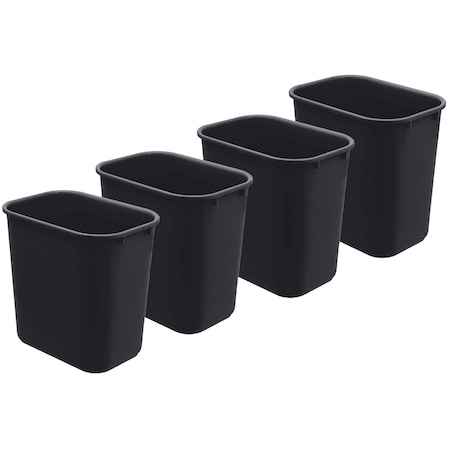 Acrimet Wastebasket, Deskside Bin, 6.75 Gallon/ 27 Quart/ 24 Liter (Plastic) (Black Color), 4PK 577.2