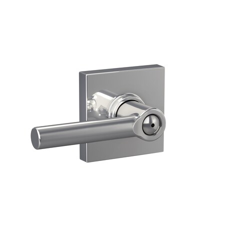 Schlage Residential Broadway Lever with Collins Rose Privacy Lock with 16080 Latch and 10027 Strike Bright Chrome F40BRW625COL