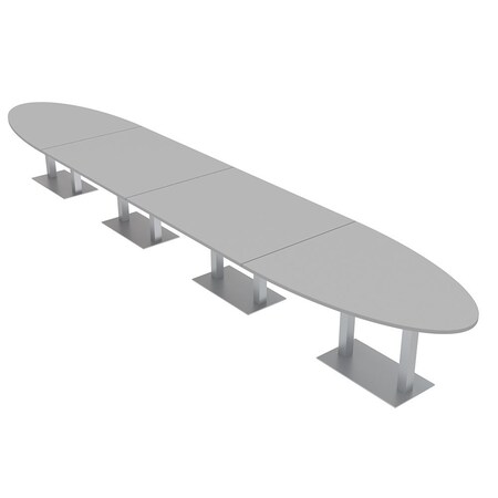Skutchi Designs Oval Conference Table With Power, 48 in W, 264 in L, Grey HAR-OVL-48X264-DOU-U779-NA