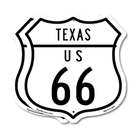 Signmission Texas Route Marker Shield Sign Us 66, 6 inch X 6 inch, Plastic Sign, 2PK SHI-P-2PACK-6-466