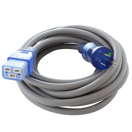 Ac Works 15ft 14/3 15A Medical Grade Power Cord With IEC C19 Connector MD15AC19-180