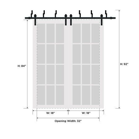 Sartodoors Barn Bypass Interior Door, 36" x 84", White QUADRO4117BBB-WS-3684