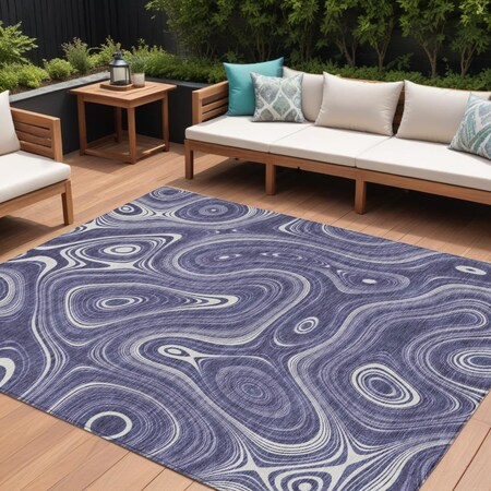 Homeroots 8' X 10' Plum And Ivory Geometric Washable Indoor Outdoor Area Rug 631398
