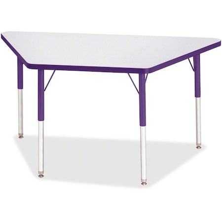 Jonti-Craft Berries Trapezoid Activity Tables, 24 in. x 48 in., A-height, Freckled Gray/Purple/Gray 6438JCA004