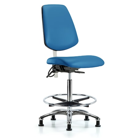 Blue Ridge Ergonomics Vin Hi Ben Chair, Med, Bk, Blu, CL100/ESD, No Arms, 26" to 35-1/2" Height, Blue BR-NECR-VHBCH-MB-CR-T0-A0-CF-EG-ESDBLU
