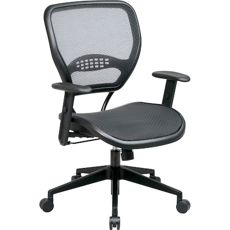 Office Star Task Chair Desk Chair, Adjustable Arms, 18" to 22-1/4" Height, Mesh, Black 5560