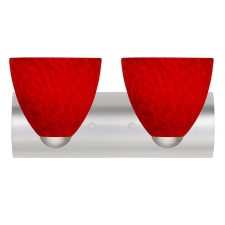 Besa Lighting Besa, Sasha Vanity, Red Cloud, Satin Nickel Finish, 2x9W LED 2WZ-7572RC-LED-SN