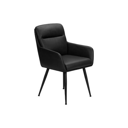 Monarch Specialties Dining Chair, 34-in. H, Upholstered, Dining Room, Kitchen, Black Leather Look, Black Metal, 2PK I 1115