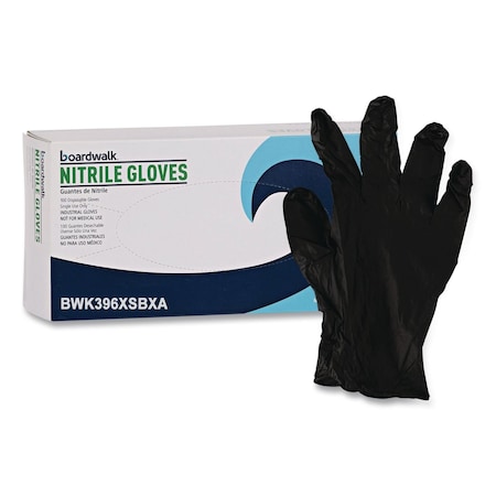 Boardwalk Disposable Nitrile Gloves, 396 Series, Powder-Free, X-Small, 4.4 mil Thick, 9.5" Long, Black, 100PK 396XSBXA