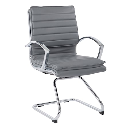 Office Star Products SPX Guest Faux Leather Chair, Charcoal Grey SPX23595C-U42