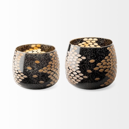 Homeroots 6" Gold Abstract Cylinder Crystal Glass Table Vase 397576