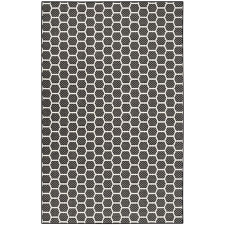 Homeroots 4' X 6' Black And Ivory Geometric Indoor Outdoor Area Rug 554803