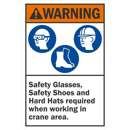 Lyle Danger Safety Glasses, Shoes & Hard Hats, 12x18, Non-Reflective, White G-4833-NA_12x18