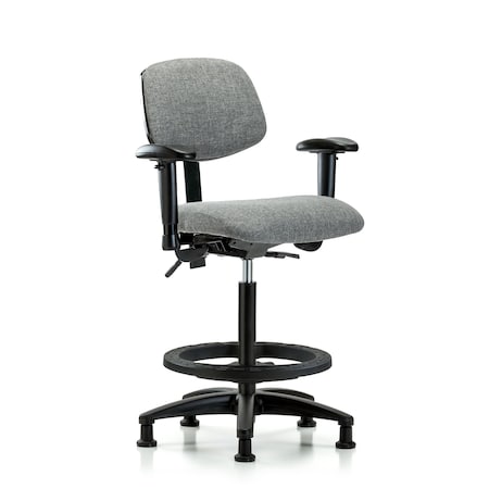 Blue Ridge Ergonomics Chair, Fabric, Hi Bench, AA BF Glides, Gry, 6-Way Adjustable, 26" to 35-1/2" Height, Grey BR-FHBCH-RG-T0-A1-BF-RG-F44
