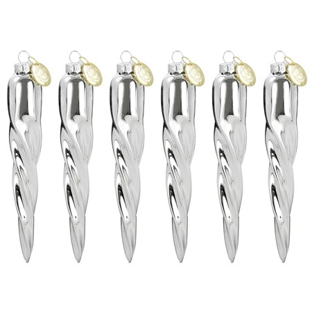 Martha Stewart Holiday Icicle 6 Piece Ornament Set in Silver 97145.06