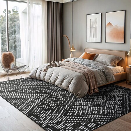 World Rug Gallery Tribal Pattern Runner Rug 2 ft 3 in x 8 ft Black WR141BLACK2X8