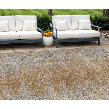 Homeroots 9' X 12' Terra Cotta Silver And Charcoal Oriental Washable Indoor Outdoor Area Rug 588850