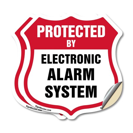 Signmission Security Alarm Shield Sign Protected By, 6 inch X 6 inch, Vinyl Decal, 2PK SHI-D-2PACK-6-460
