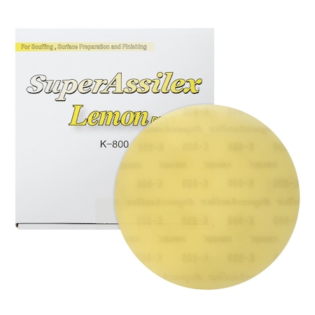 Eagle Abrasives Super Assilex Sanding Disc, 6 in Dia, K800 Grit, Lemon, No Holes, 25PK 193-1510