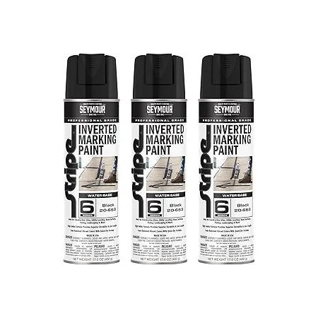 Seymour Midwest Stripe 6-Series Inverted Ground Marking Paint, Black net 17oz., 3PK 20663-3