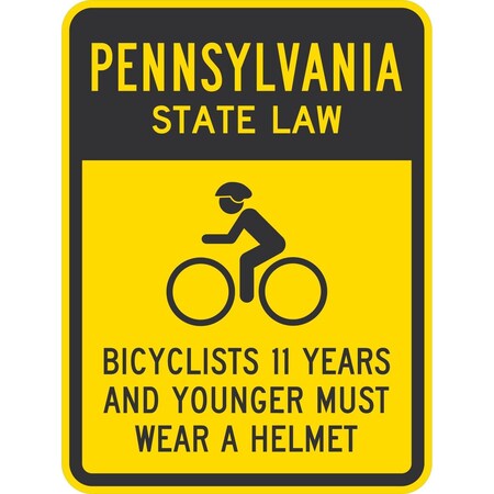 Lyle Bicyclists 11 Years And Younger Must Wear A Helmet (with Cyc, 18x24, Non-Reflective, Yellow G-11195-NA_18x24