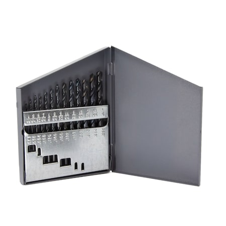 Drill America 13 Piece HSS Black Oxide Jobber Length Drill Bit Set, DWDN, 1/16" - 1/4" DWD13J-SET