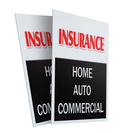 Signmission Insurance Home Auto Commercial, Plastic Signs Only 24 Inch x 36 Inch, Corrugated Plastic, 2PK CSB-2436-2PACK-InsuranceHomeAutoCommerci