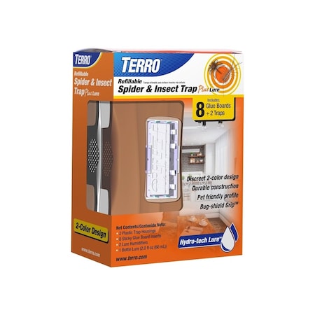 Terro Refillable Spider and Insect Trap Plus Lure, Solid, Mild, 5-1/2in L Trap, 3in W Trap, 2 fl-oz Pack T3220