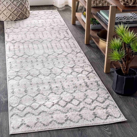 Jonathan Y Moroccan HYPE Boho Vintage Diamond Cream/Gray 2 ft. x 14 ft. Runner Rug MOH101B-214