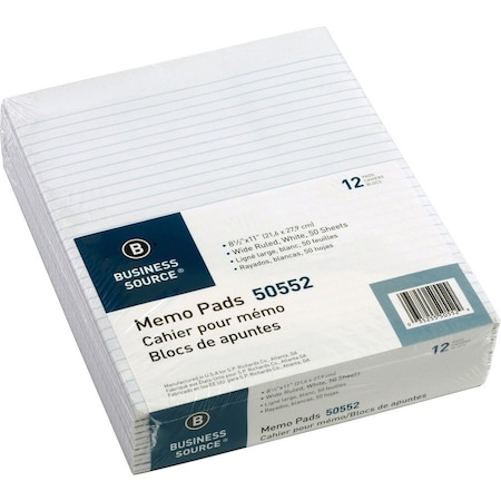 Business Source Writing Pad, Top, White, PK12 BSN50552