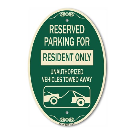 Signmission Parking Lot Sign Reserved Parking for Residen, 12 In X 18 In Architectural, Heavy Gauge Aluminum A-OV-G-1218-23417