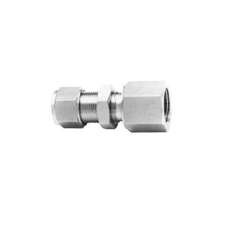 Gyrolok Bulkhead Female Connector, BCF, 1/4in T x 1/4in FNPT, Brass Construction 4BCF4BR