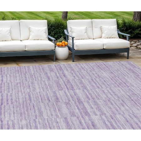 Homeroots 10' X 14' Plum And Purple Striped Washable Indoor Outdoor Area Rug 587955