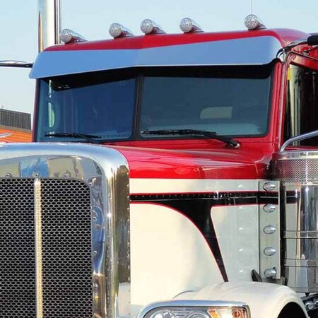 Replacement For Peterbilt 389 Glider Year 2016 8X5 Aluminum Mighty Wicked Visor Side Mount