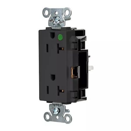 Hubbell Wiring Device-Kellems Straight Blade Receptacle, 5-20R, 20 A, 125V AC, 2 Pole, 3 Wire, Surface Mount, Grounded HBL2182STBK