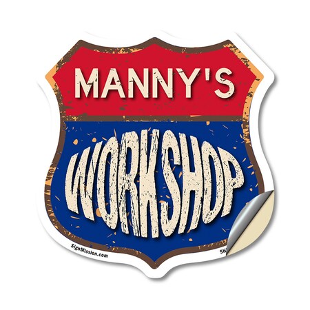Signmission Manny's Workshop, 12 Inch X 12 Inch, Vinyl Decal SHI-D-12-489-MANNY