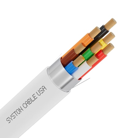 Syston Cable Technology 18/8 Fire Alarm Security Cable Wire, 100% Stranded Copper, Plenum CMP Shielded, Low Voltage, 50 ft 5748-50WH