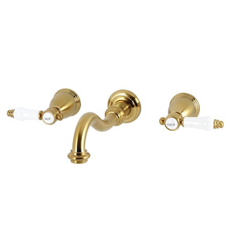 Kingston Brass Double-Handle Wall Mount Bathroom Faucet, Brushed Brass KS3127BPL