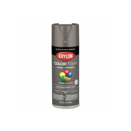 Krylon Industrial COLORmaxx, Paint + Primer Spray Paint, 12 oz, Machinery Gray, Gloss, 6PK 425-K05599007