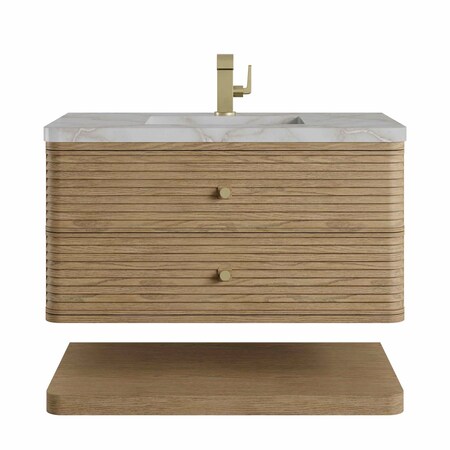 James Martin Vanities Allamari 36" Single Vanity, Dune Mist w/ Single Hole 3 CM Victorian Silver Silestone Top D640-V36-DMS-3VSL