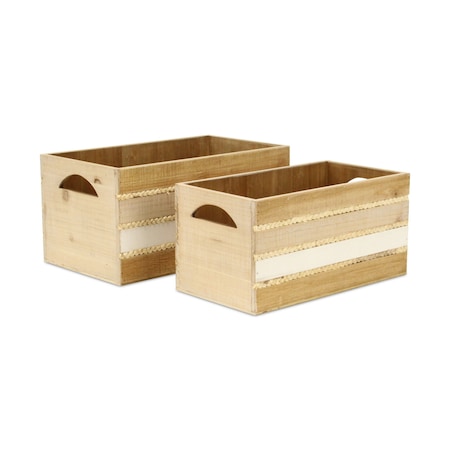 Homeroots Set of Two Brown Water Hyacinth And Solid Wood Basket, 2PK 571507