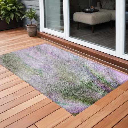 Homeroots 2' X 3' Purple Abstract Washable Non Skid Indoor Outdoor Area Rug 559604