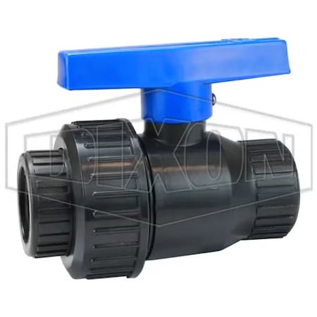 Dixon Single Union Ball Valve, 1 in Nominal, FNPT End Style, Polypropylene Body, Full Port, EPDM Softgoods SUBV100