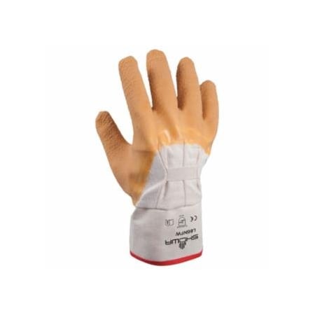 Showa Original Nitty Gritty Palm-Coated Rubber Gloves, Large, White/Yellow 845-66NFW-10