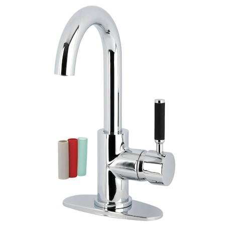 Kingston Brass One-Handle Single-Hole Bathroom Faucet with Deck Plate and Push Pop-Up Drain, Polished Chrome LS8431DKL