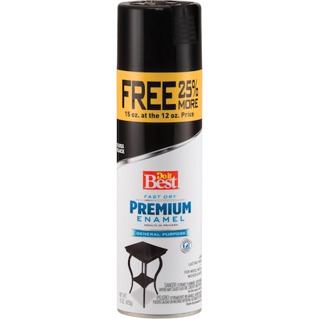 Do It Best Premium Enamel 15 Oz. Gloss Bonus Can Spray Paint Black 203449D