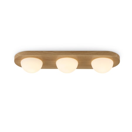 Vidalite Orbita 3-Light Ceiling Light with Natural Wood Finish, Frosted Glass Shade, Integrated LED Bulbs CE1009204